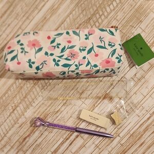 Kate Spade Pink Floral Pencil Case Set